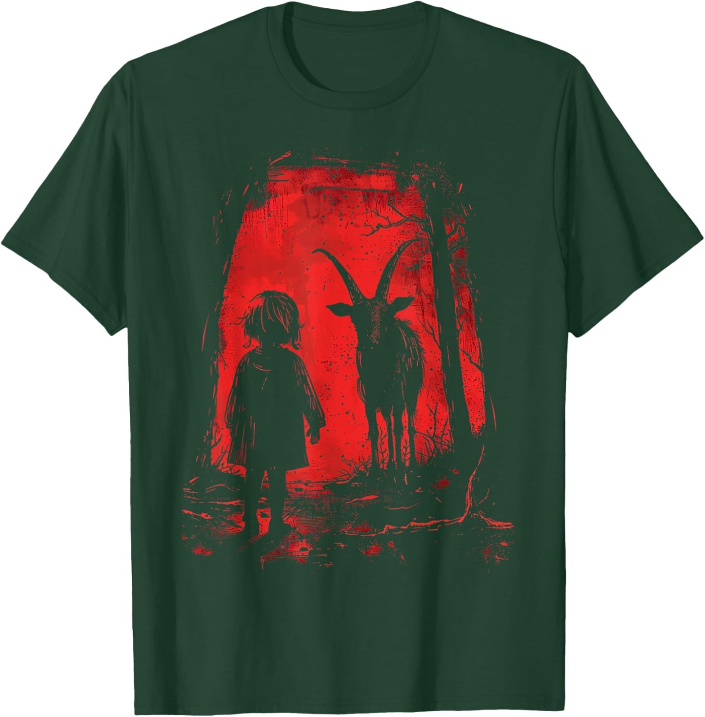 Black Demonic Goat Woods Forest Goth Alternative Alt T-Shirt - T-Shirt | Forest