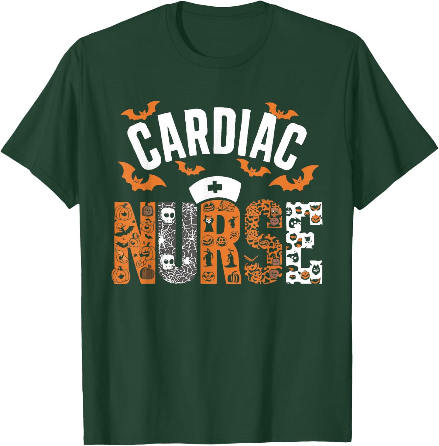 Halloween Cardiac Nurse Spooky Nursing Trick Or Treat T-Shirt - T-Shirt | Forest