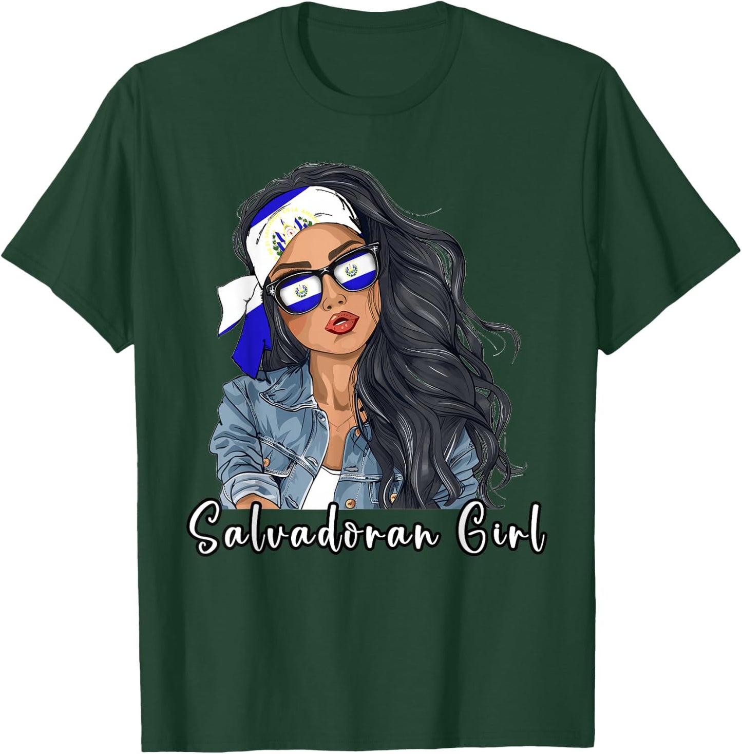 Salvadorena Woman Product Flag Uniform Girl El Salvador T-Shirt - T-Shirt | Forest