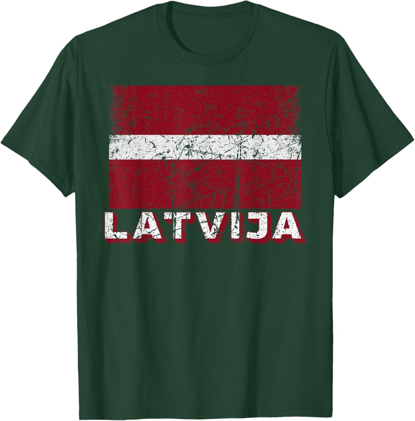 Latvian Flag Of Latvija Distressed Men Women Kids Latvia T-Shirt - T-Shirt | Forest