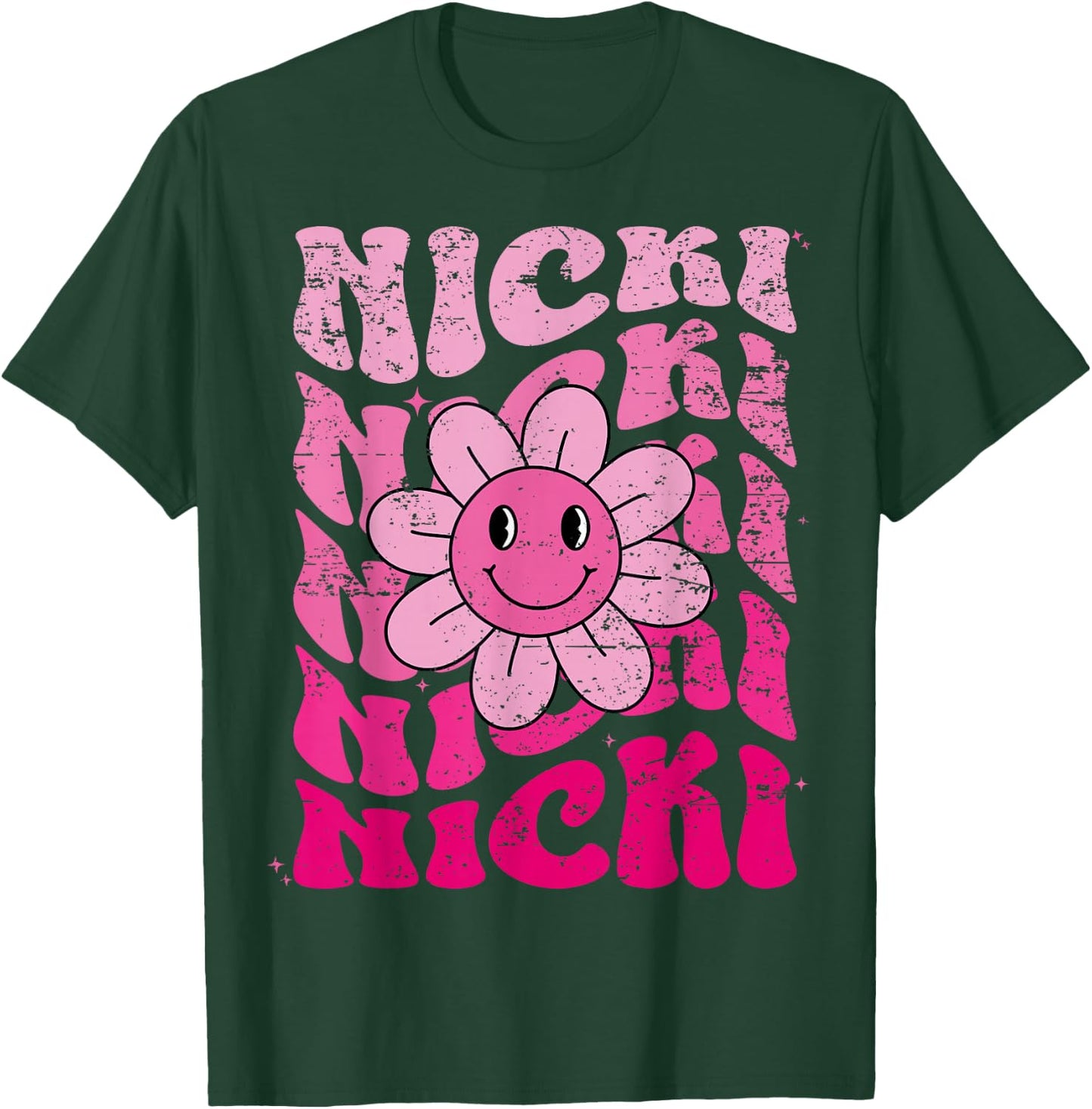 Nicki First Name I Love Nicki Girl Groovy 80's Vintage T-Shirt - T-Shirt | Forest