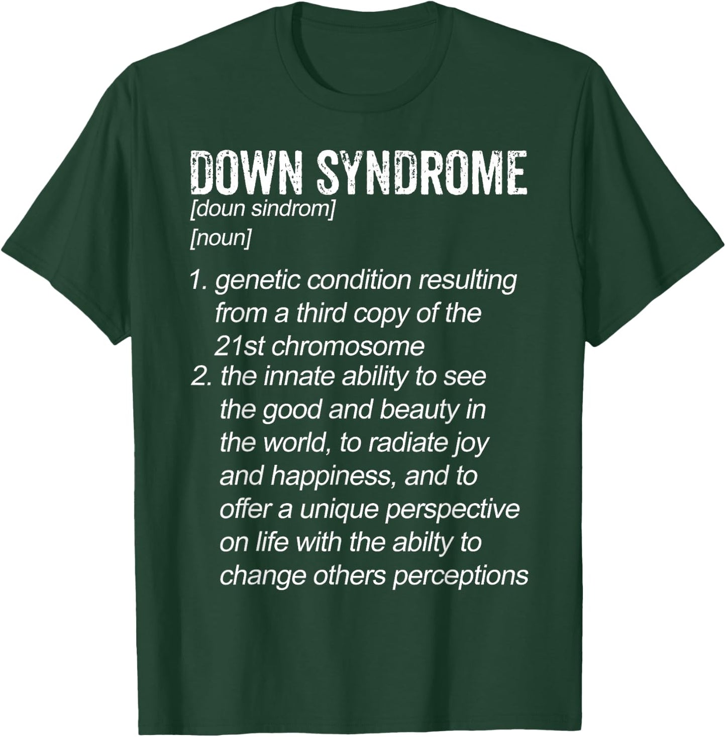Down Syndrome Designs & Co. Down Syndrome Definition , Black, Small, Short Sleeve, Classic Fit, Modern, Educational Awareness T-Shirt - T-Shirt | Forest