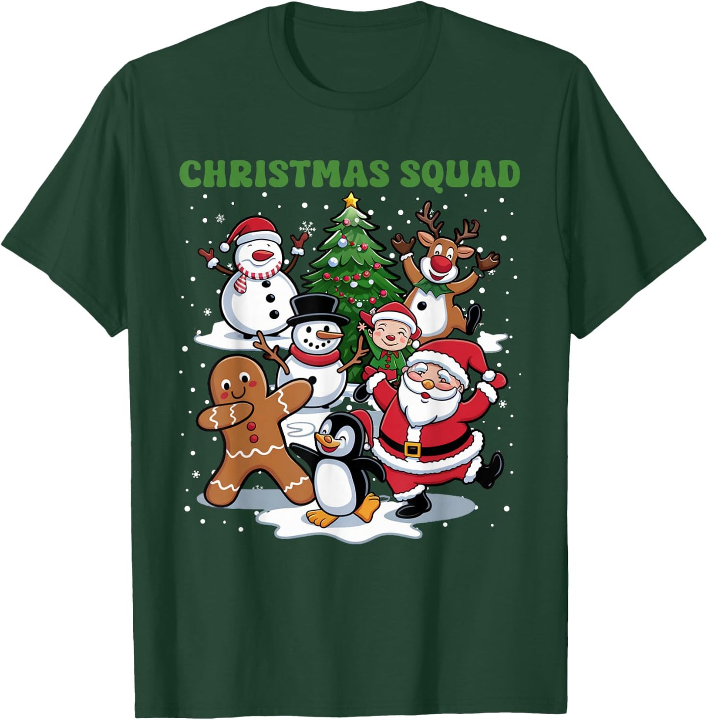 Christmas Squad Dancing Santa and Friends Cute Xmas T-Shirt - T-Shirt | Forest