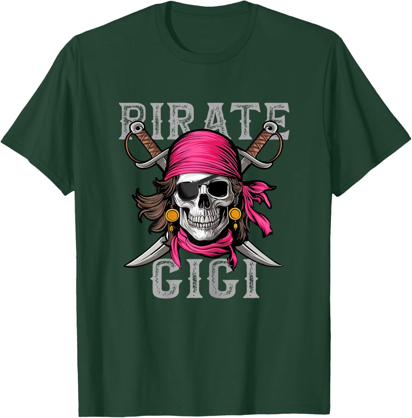 Funny Pirate Gigi Skull Halloween Costumes Family Matching T-Shirt - T-Shirt | Forest