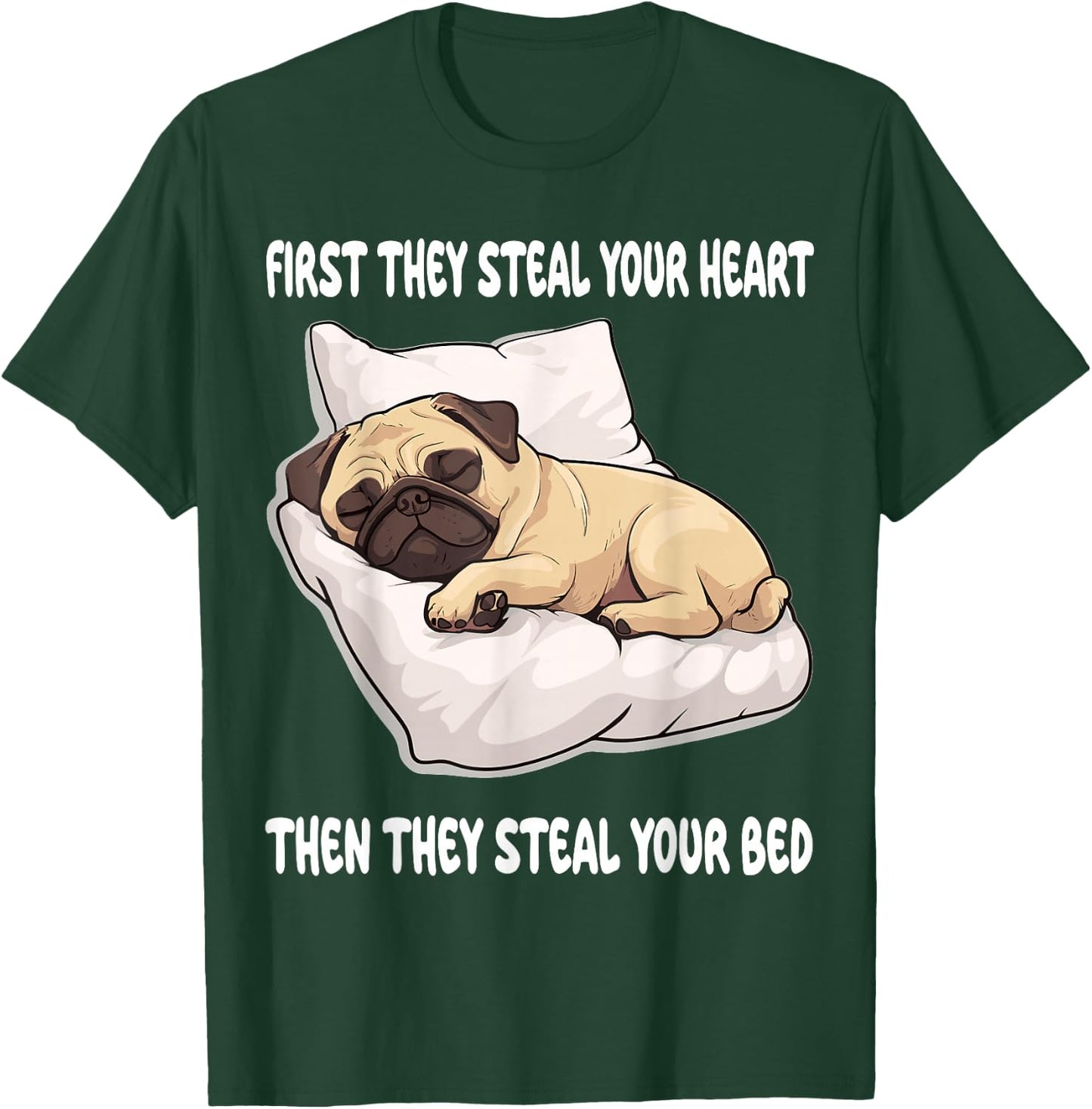 Pug Sleeping Pajamas Nightgown T-Shirt - T-Shirt | Forest