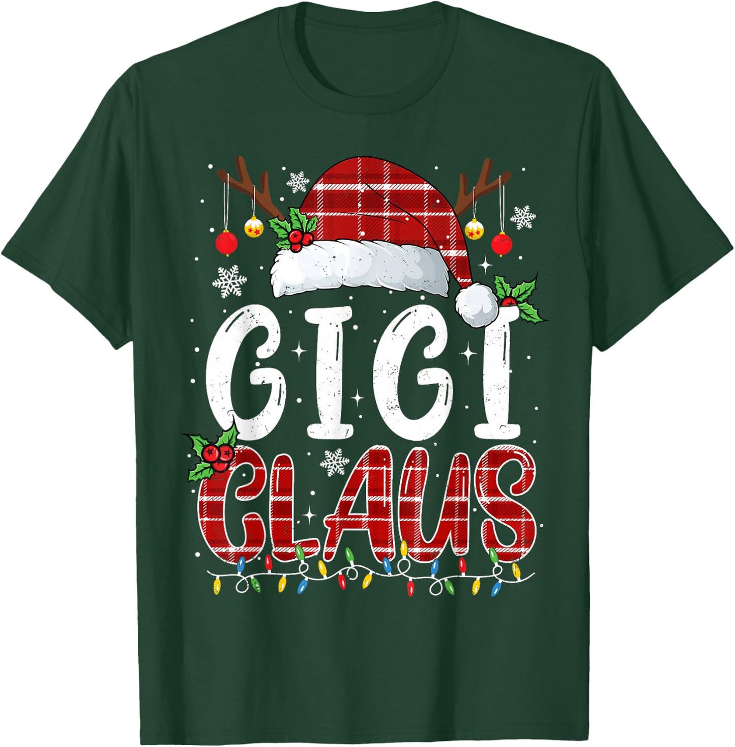 Gigi Claus Christmas Lights Pajama Family Matching T-Shirt - T-Shirt | Forest
