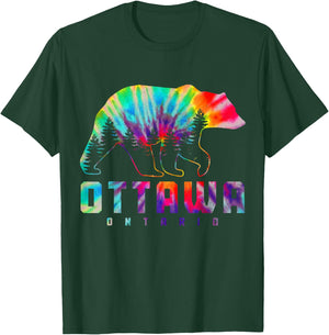 Ottawa Ontario Canada Tie Dye Bear Pride Outdoor Vintage T-Shirt - T-Shirt | Forest