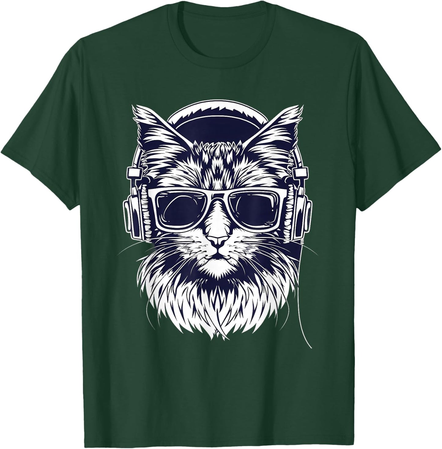 DJ Cat Techno Music Headphones Beatmaker Cat Music DJ EDM T-Shirt - T-Shirt | Forest