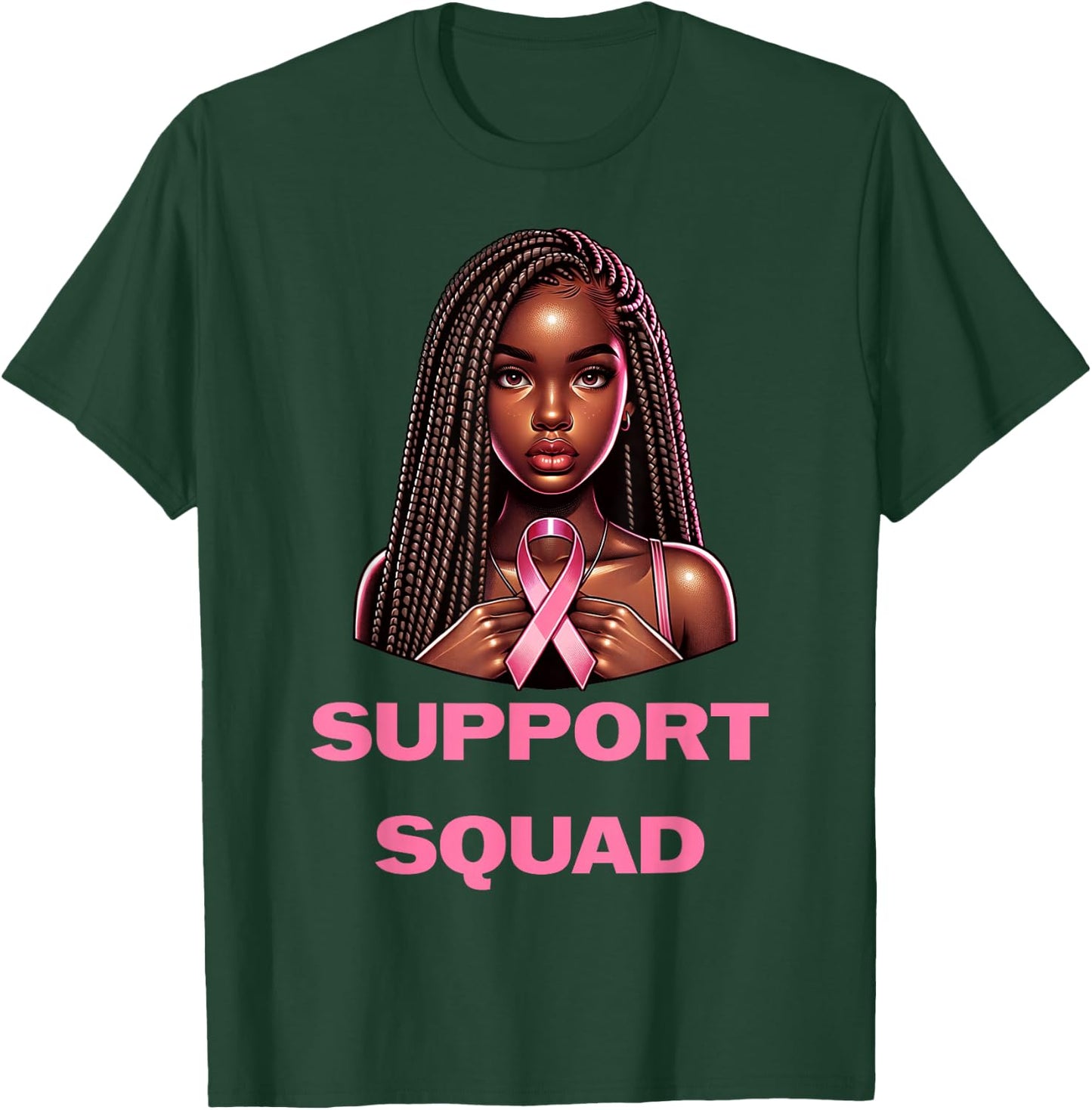 Breast Cancer Awareness Pink Black Women Girl African Queen T-Shirt - T-Shirt | Forest