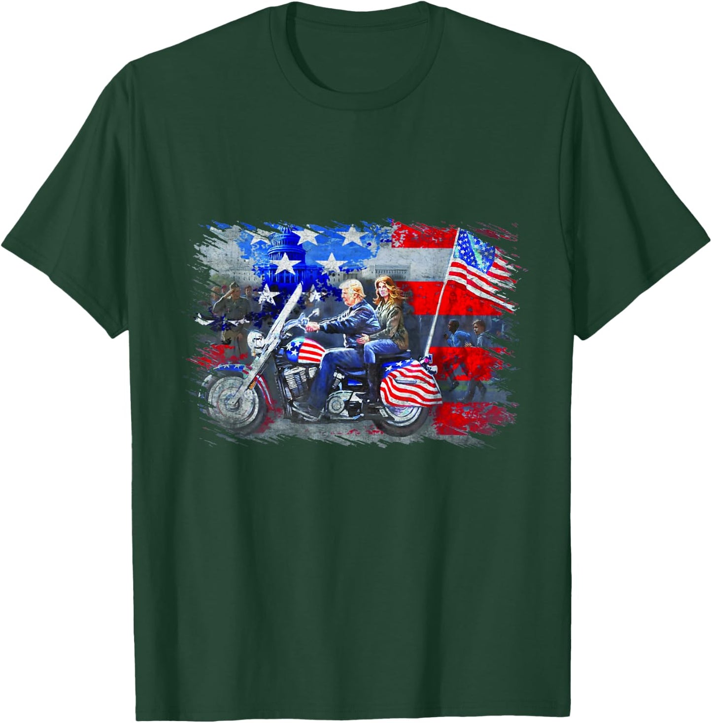 Funny Trump, Motorcycle Trump , Biker Trump T-Shirt - T-Shirt | Forest