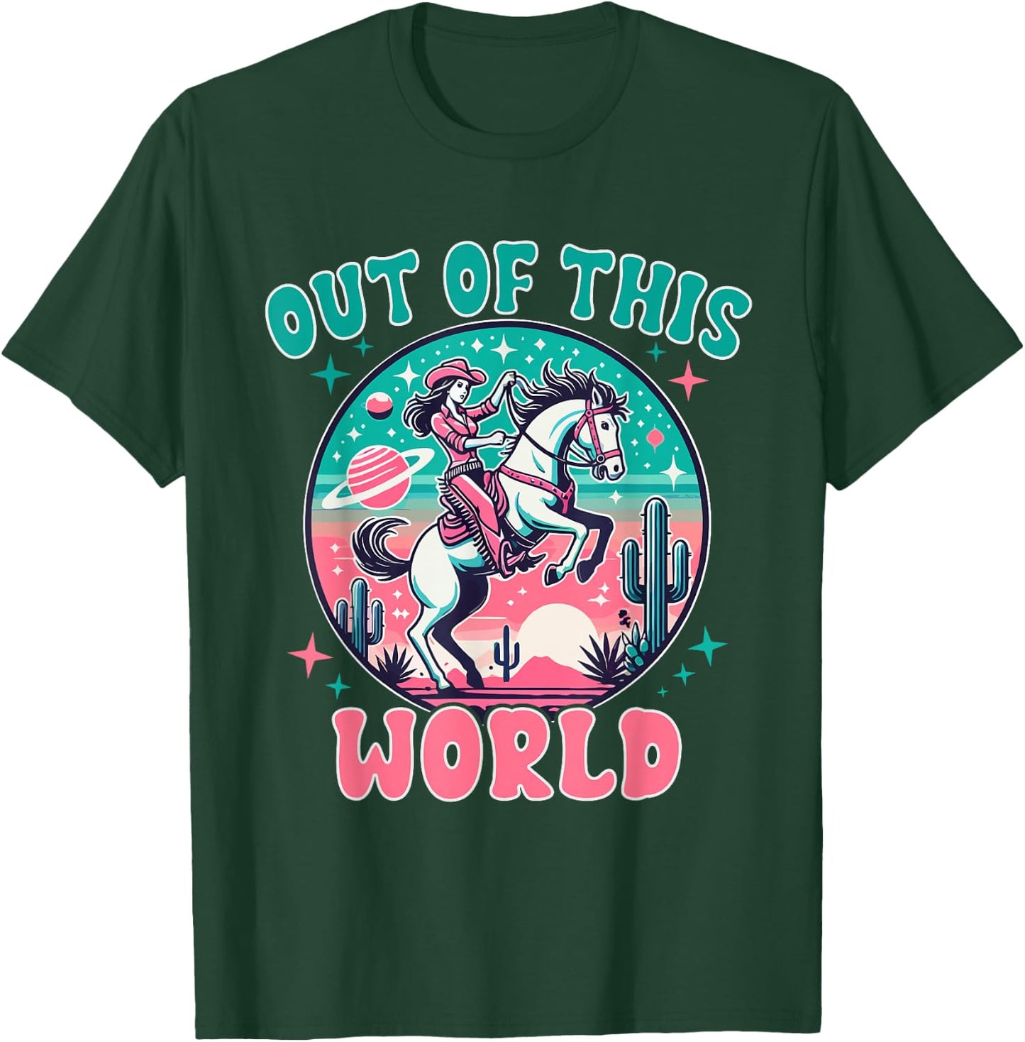Space Cowgirl Outfit Cosmic Costume Galactic Western Riding T-Shirt - T-Shirt | Forest
