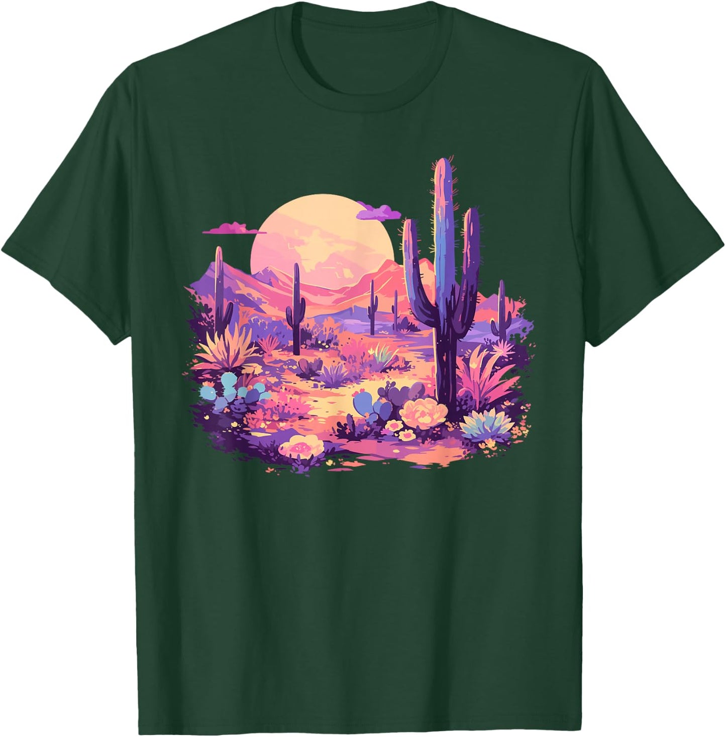 Saguaro Cactus Arizona Desert Cute Moon Pastel Purple Pink T-Shirt - T-Shirt | Forest