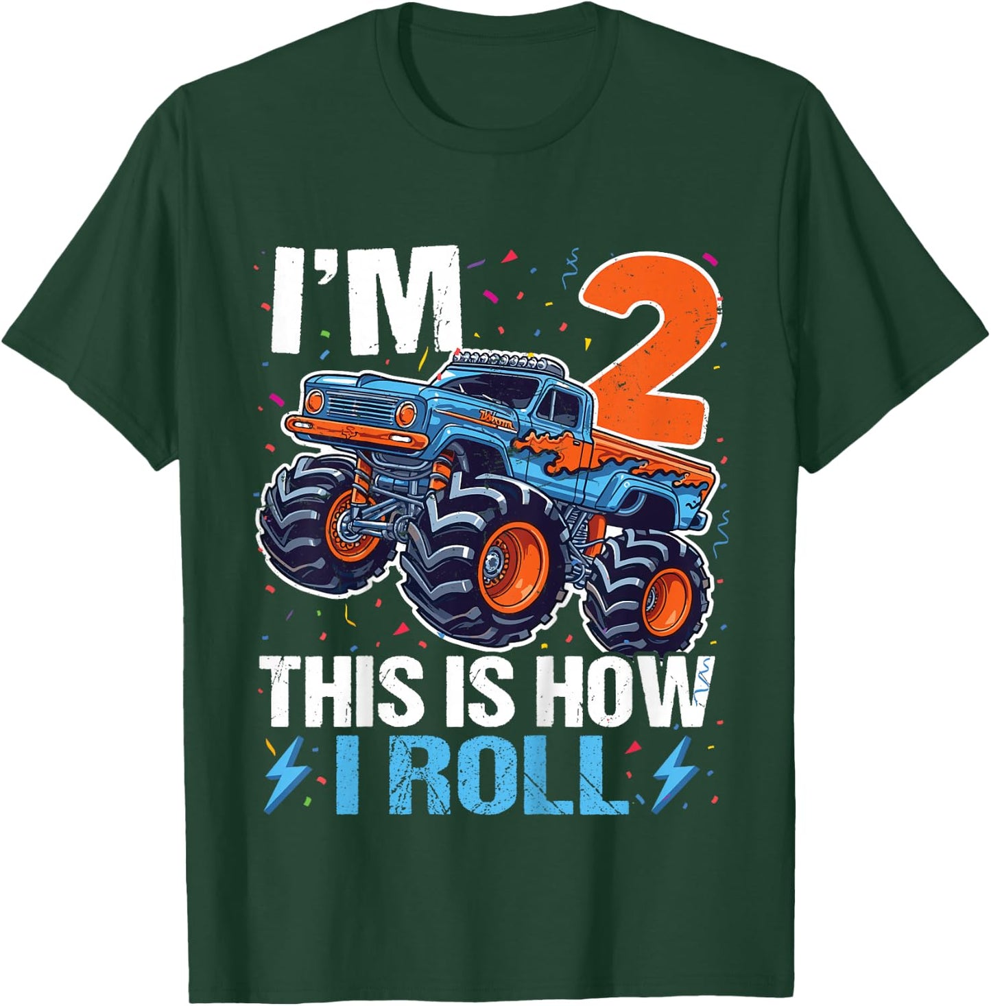 2nd Birthday Monster Truck 2 Year Old Boys 2nd Party T-Shirt - T-Shirt | Forest