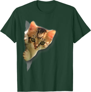 Funny Kitten Torn Cloth Funny Cat Lover Cat Owner Cat Lady T-Shirt - T-Shirt | Forest