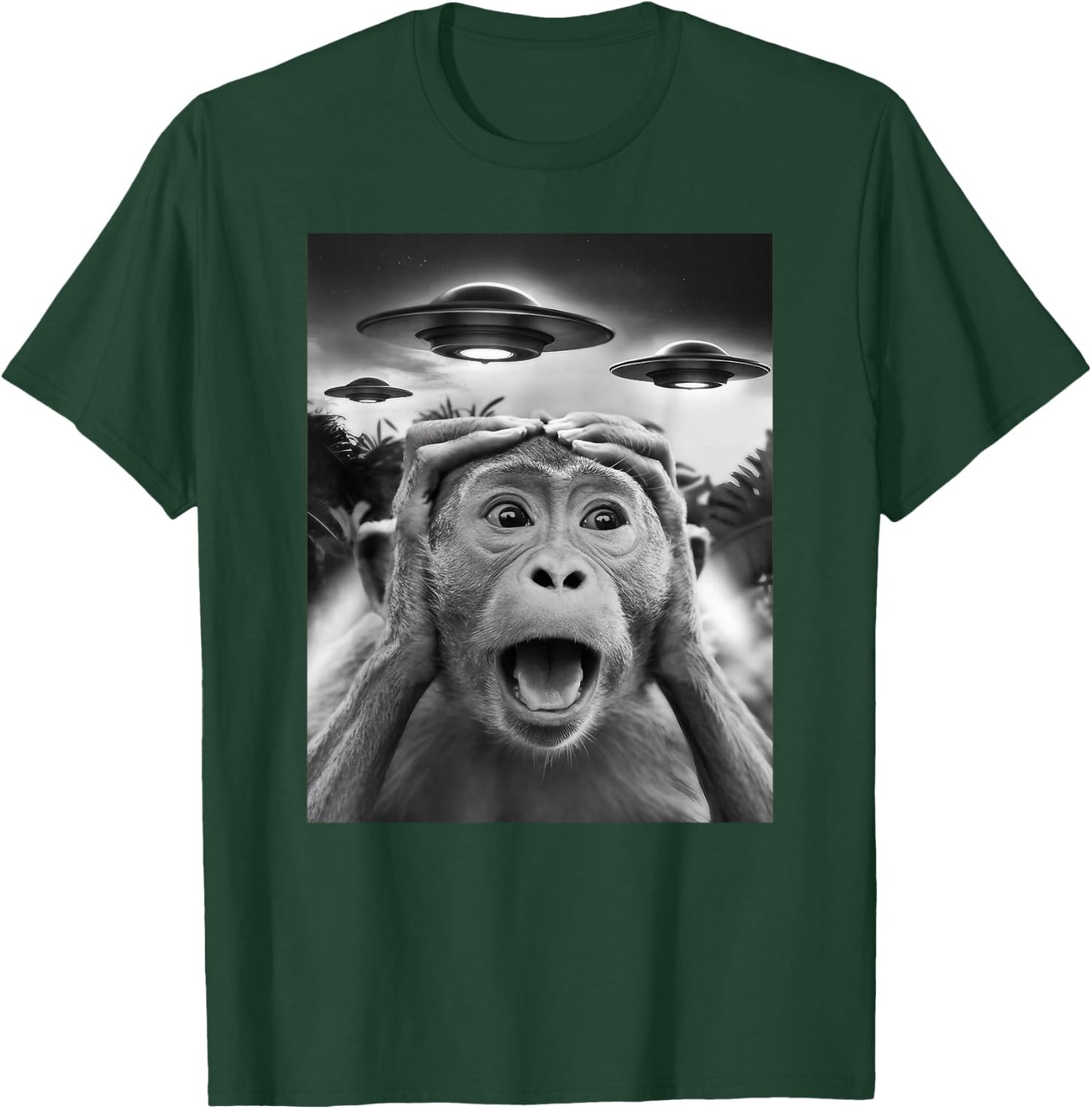 Funny Monkey UFO Weird T-Shirt - T-Shirt | Forest