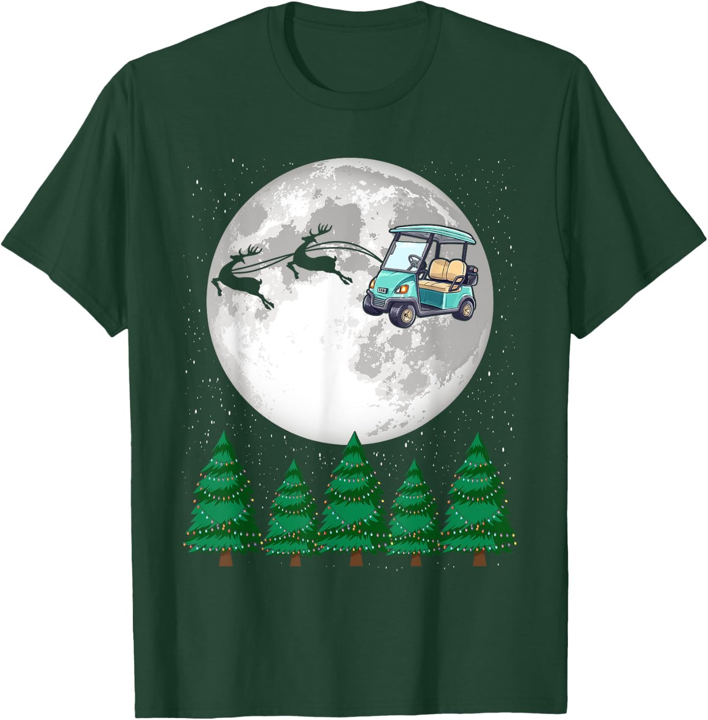 Golf Cart Santa Christmas Sleigh - Funny Golf Cart Xmas T-Shirt - T-Shirt | Forest