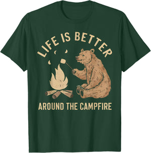 Funny Camping Life is Better Around The Campfire Bear T-Shirt - T-Shirt | Forest