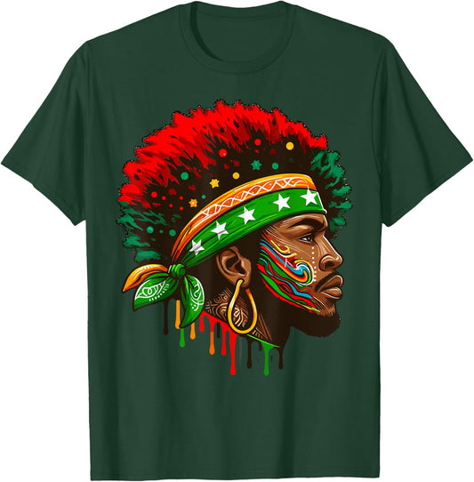 Juneteenth Flag African American Black History Face T-Shirt - T-Shirt | Forest
