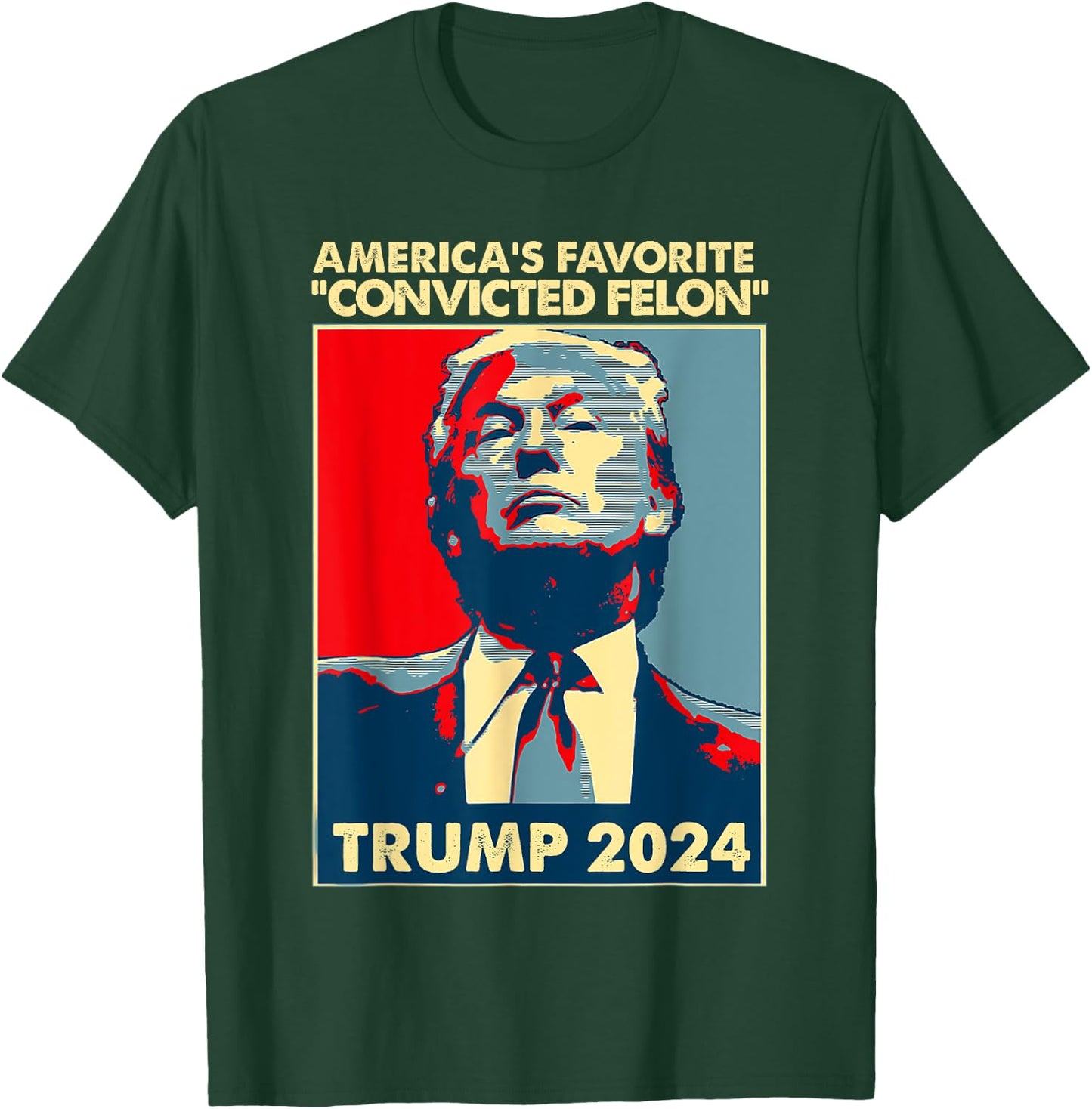 Trump 2024 America's Favorite Convicted Felon American Flag T-Shirt - T-Shirt | Forest