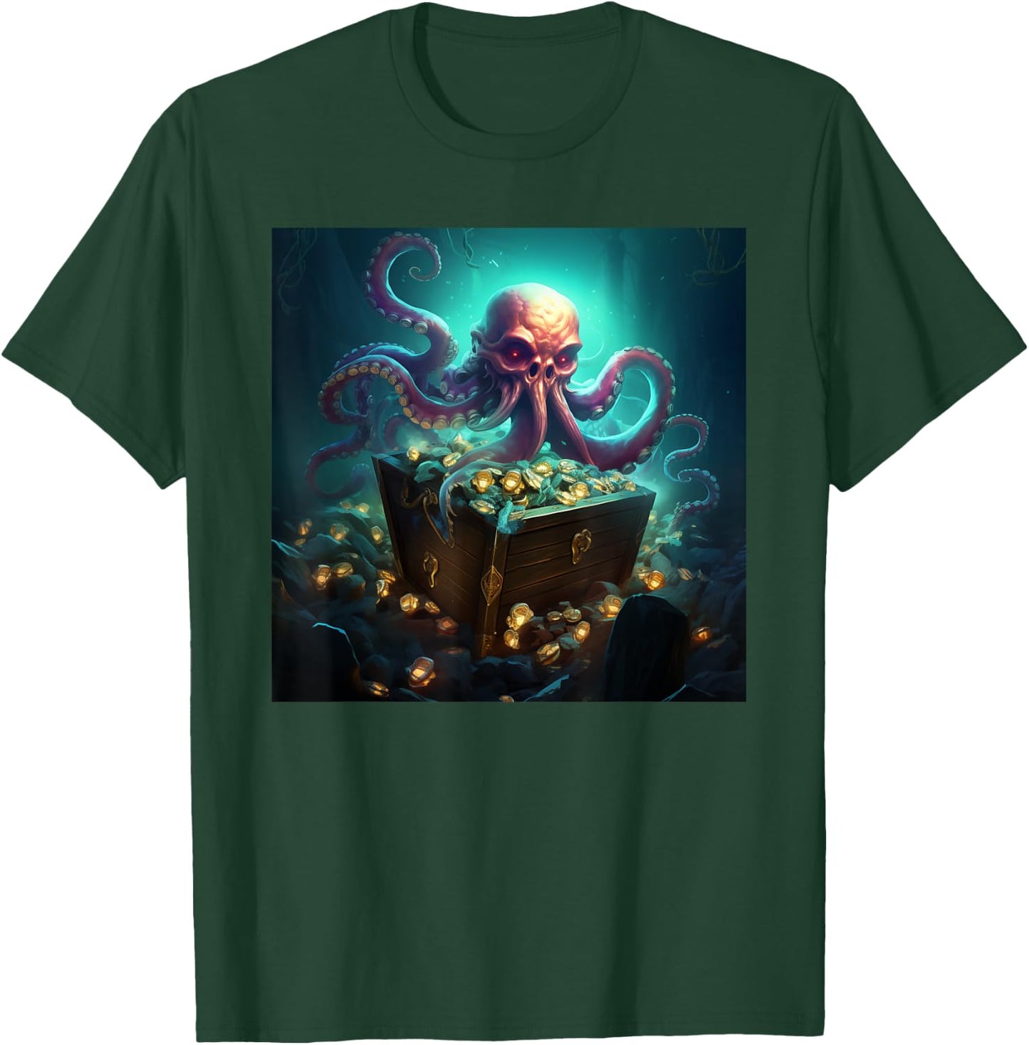 Kraken Treasure Chest Octopus T-Shirt - T-Shirt | Forest