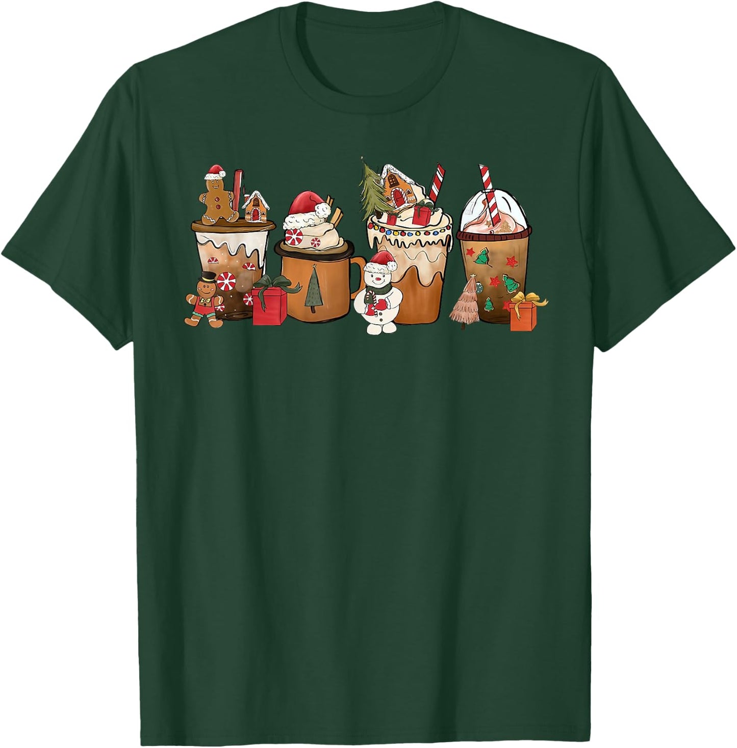 Coffee Hot Cocoa Merry Christmas Xmas Family Pajamas Holiday T-Shirt - T-Shirt | Forest