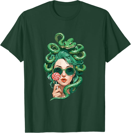Medusa Greek Mythology Gorgon Snake Hair Mythical Creature T-Shirt - T-Shirt | Forest