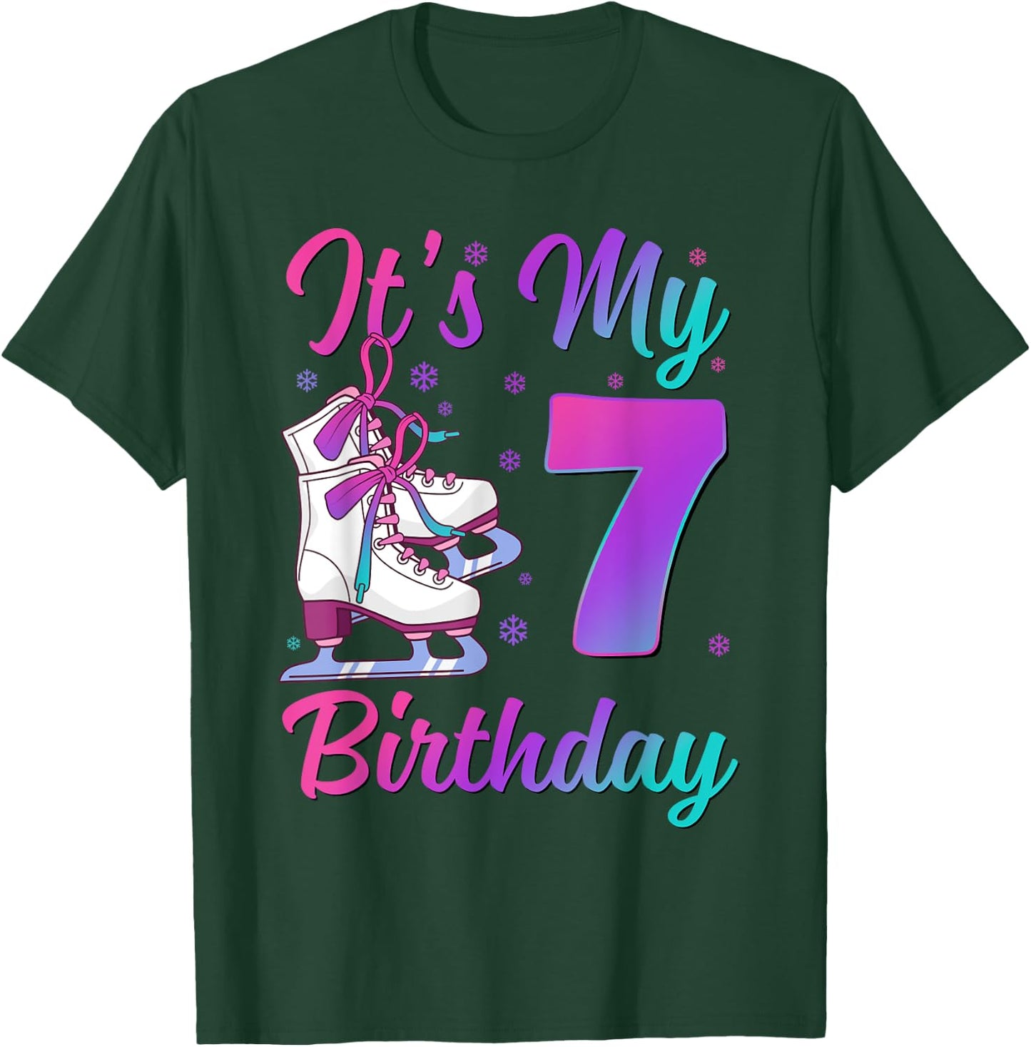 It's My 7th Birthday Ice Skating 7 Year Old Figure Skater T-Shirt - T-Shirt | Forest