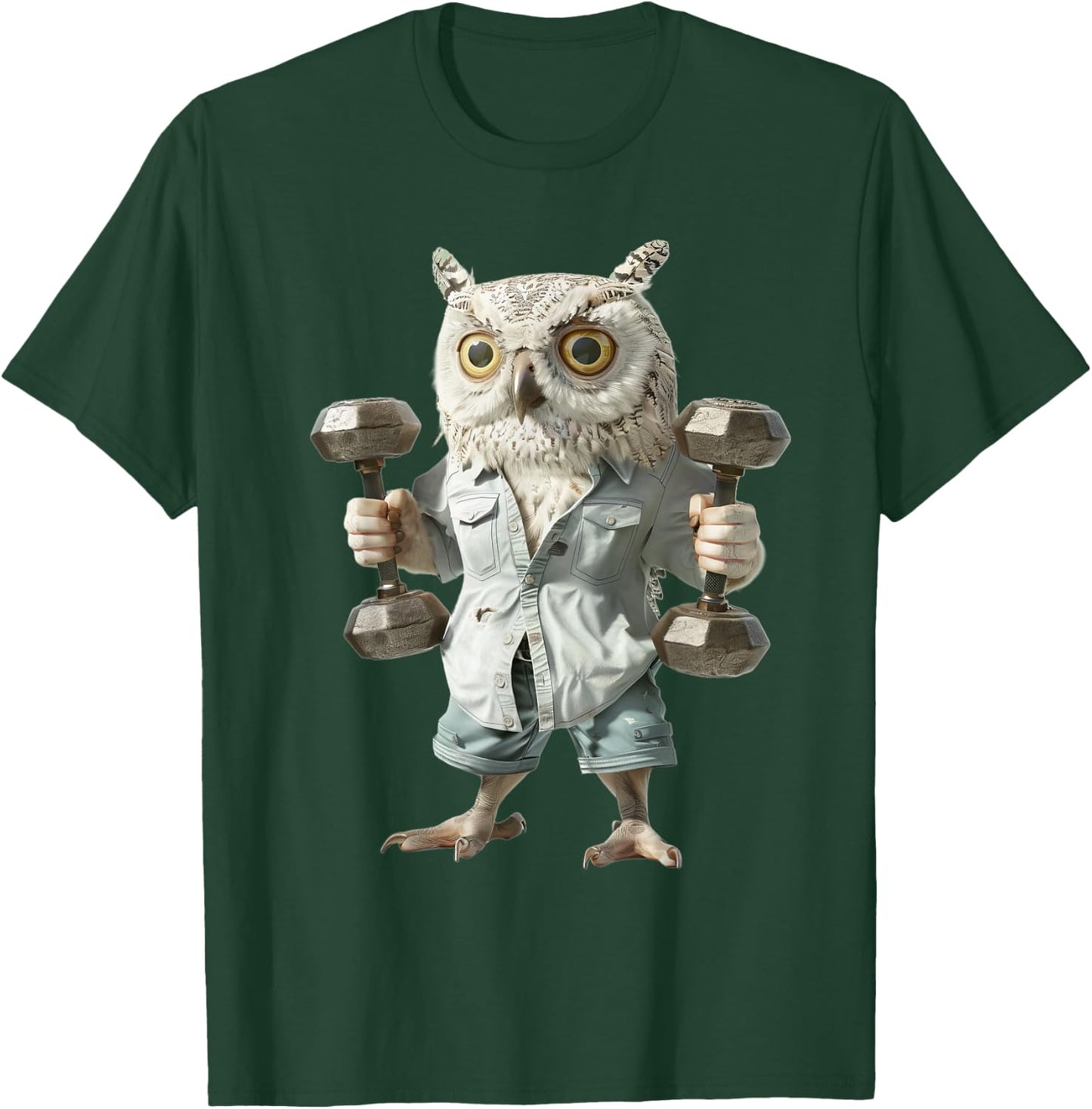 Owl Dumbbells T-Shirt - T-Shirt | Forest