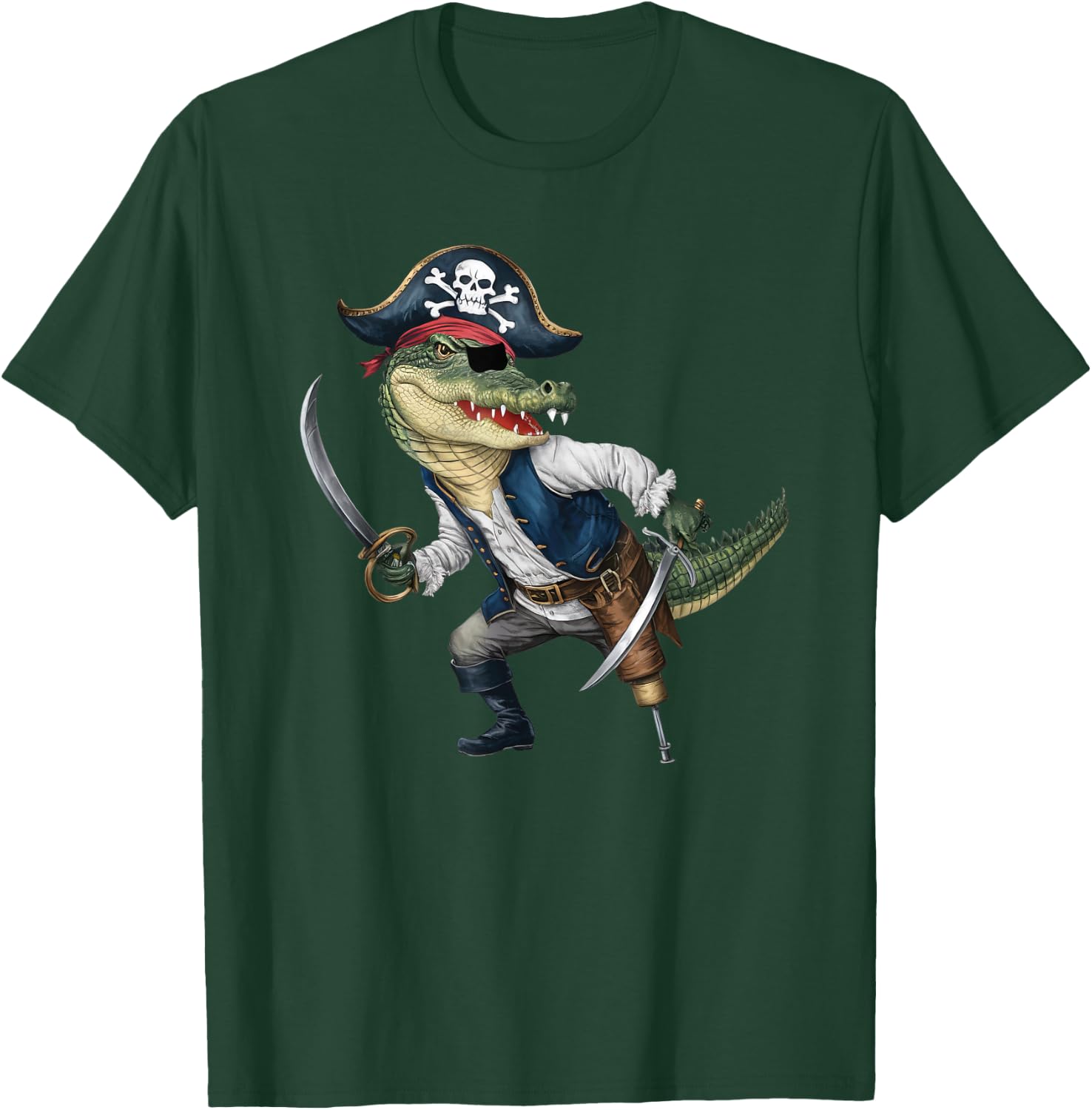 Alligator Pirate Halloween Kids Pirate Funny T-Shirt - T-Shirt | Forest