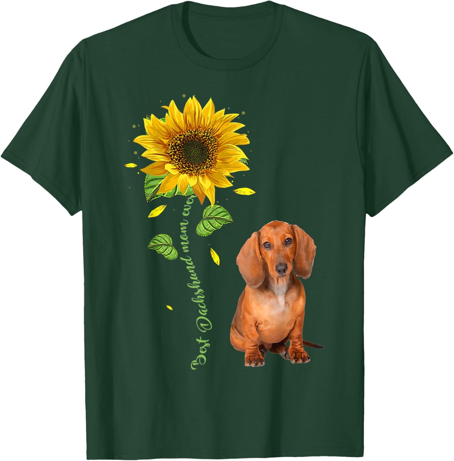 Dachshund Mom Ever Sunflower Cute Dog Men Women Kids T-Shirt - T-Shirt | Forest