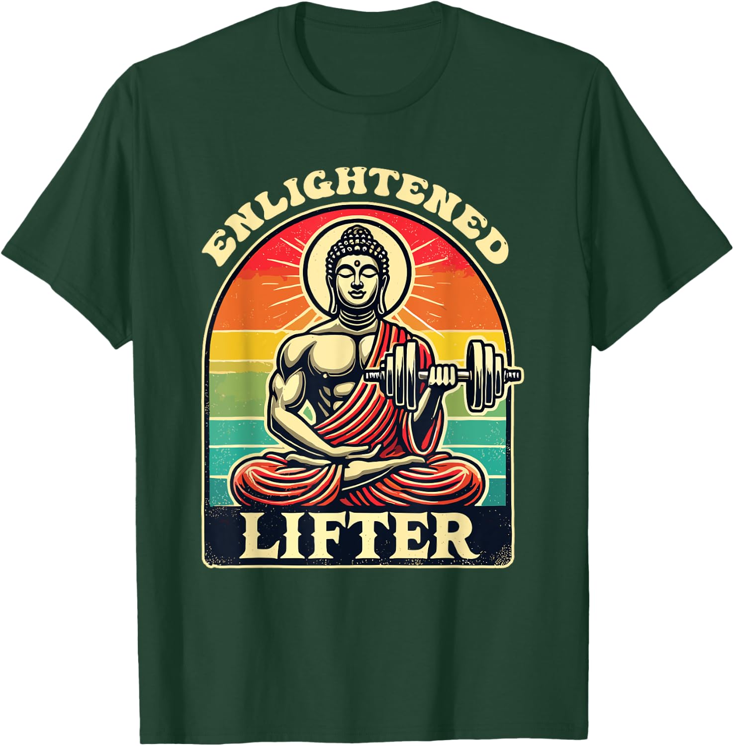 Enlightened Weightlifting Buddha Lifter Workout Gym T-Shirt - T-Shirt | Forest