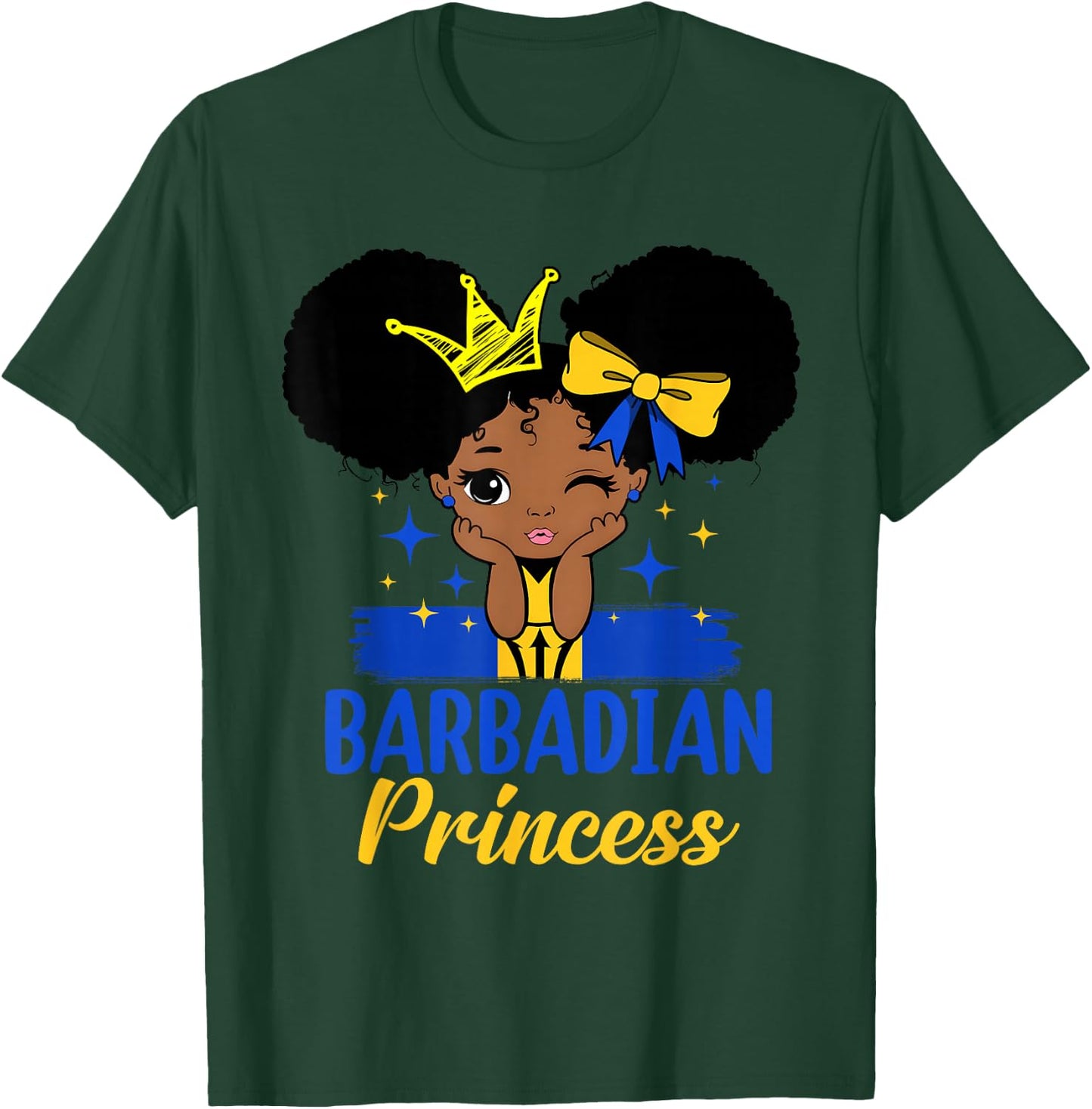 Barbadian Princess Barbados Girl Melanin Cute Barbadian Flag T-Shirt - T-Shirt | Forest