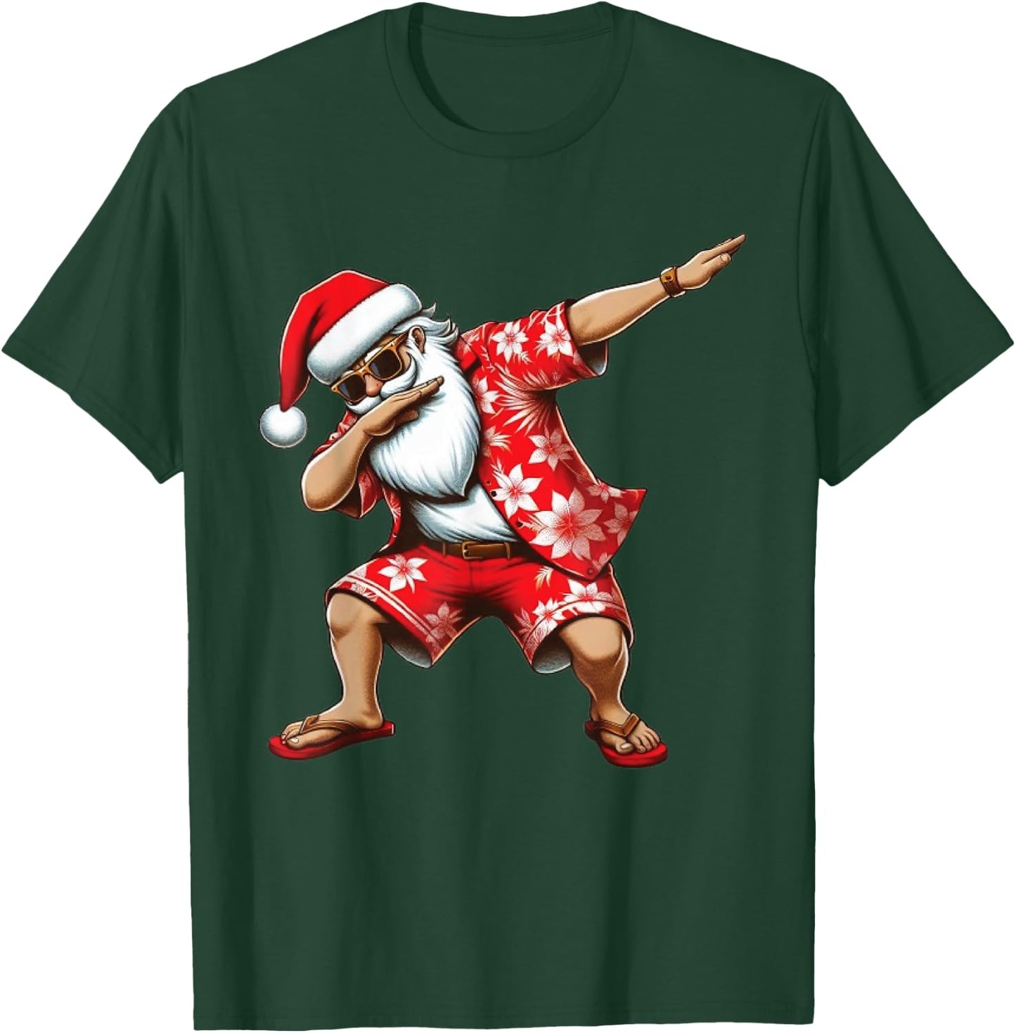 Dabbing Santa Christmas in July Boys Men Hawaiian Xmas Dab T-Shirt - T-Shirt | Forest