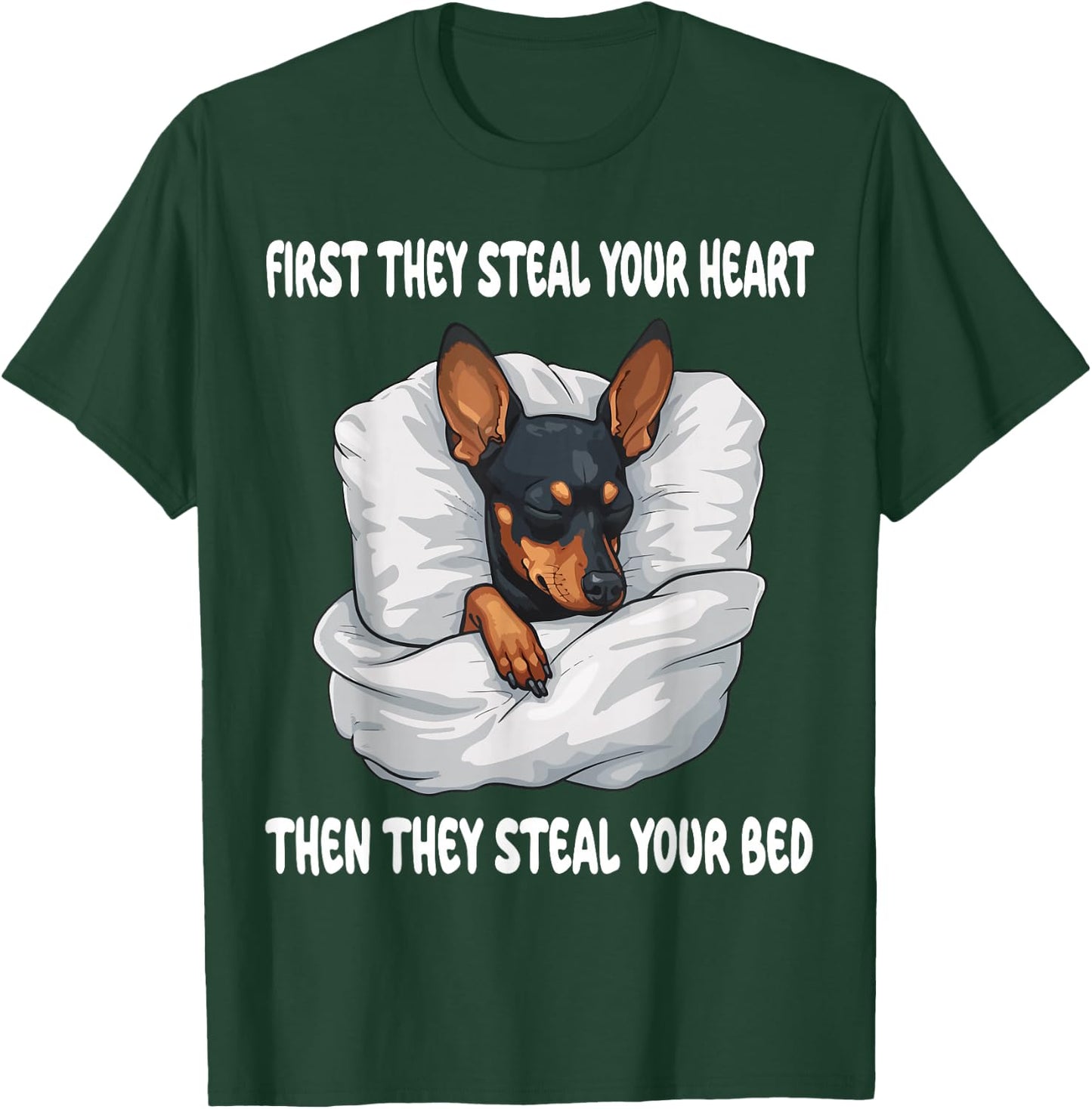 Miniature Pinscher Sleeping Pajamas Nightgown T-Shirt - T-Shirt | Forest