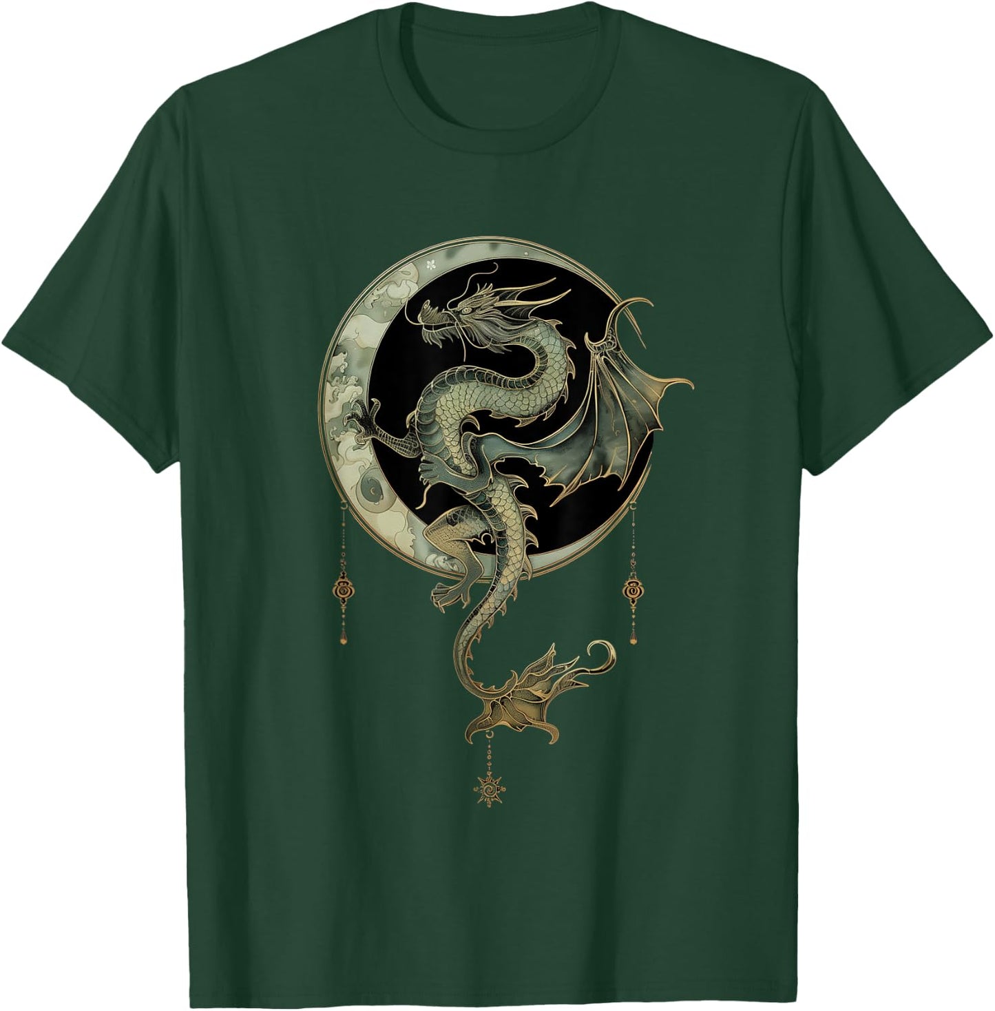 Emerald Dragon of the Moonlit Realm T-Shirt - T-Shirt | Forest