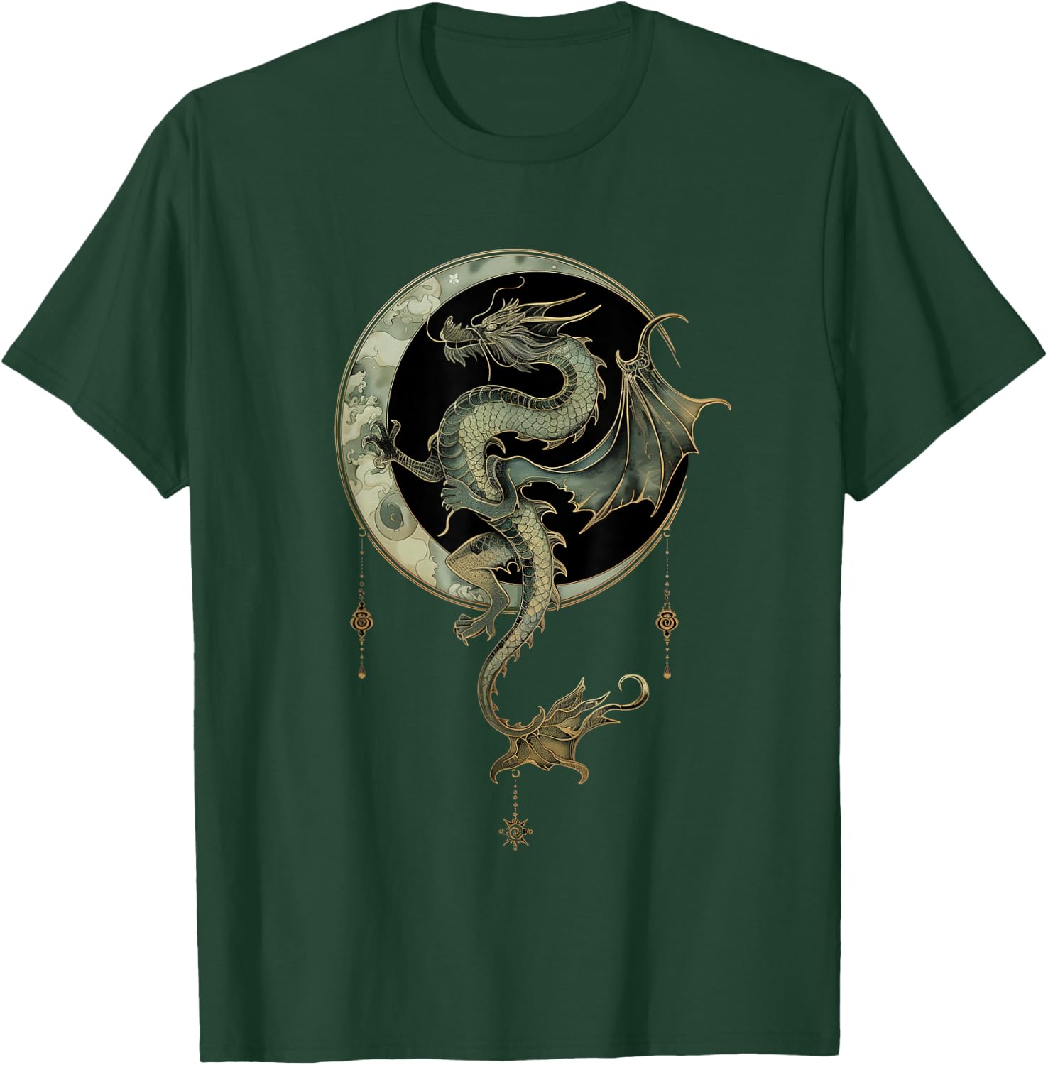 Emerald Dragon of the Moonlit Realm T-Shirt - T-Shirt | Forest