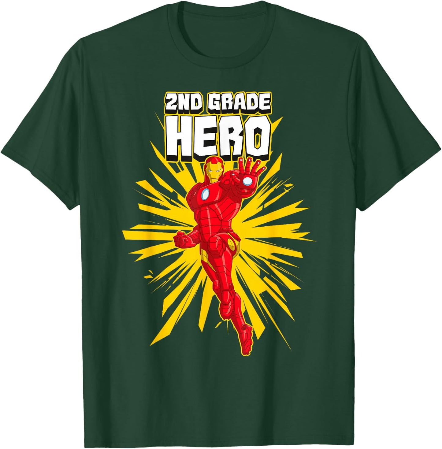 Marvel Iron Man 2nd Grade Hero School Text T-Shirt - T-Shirt | Forest