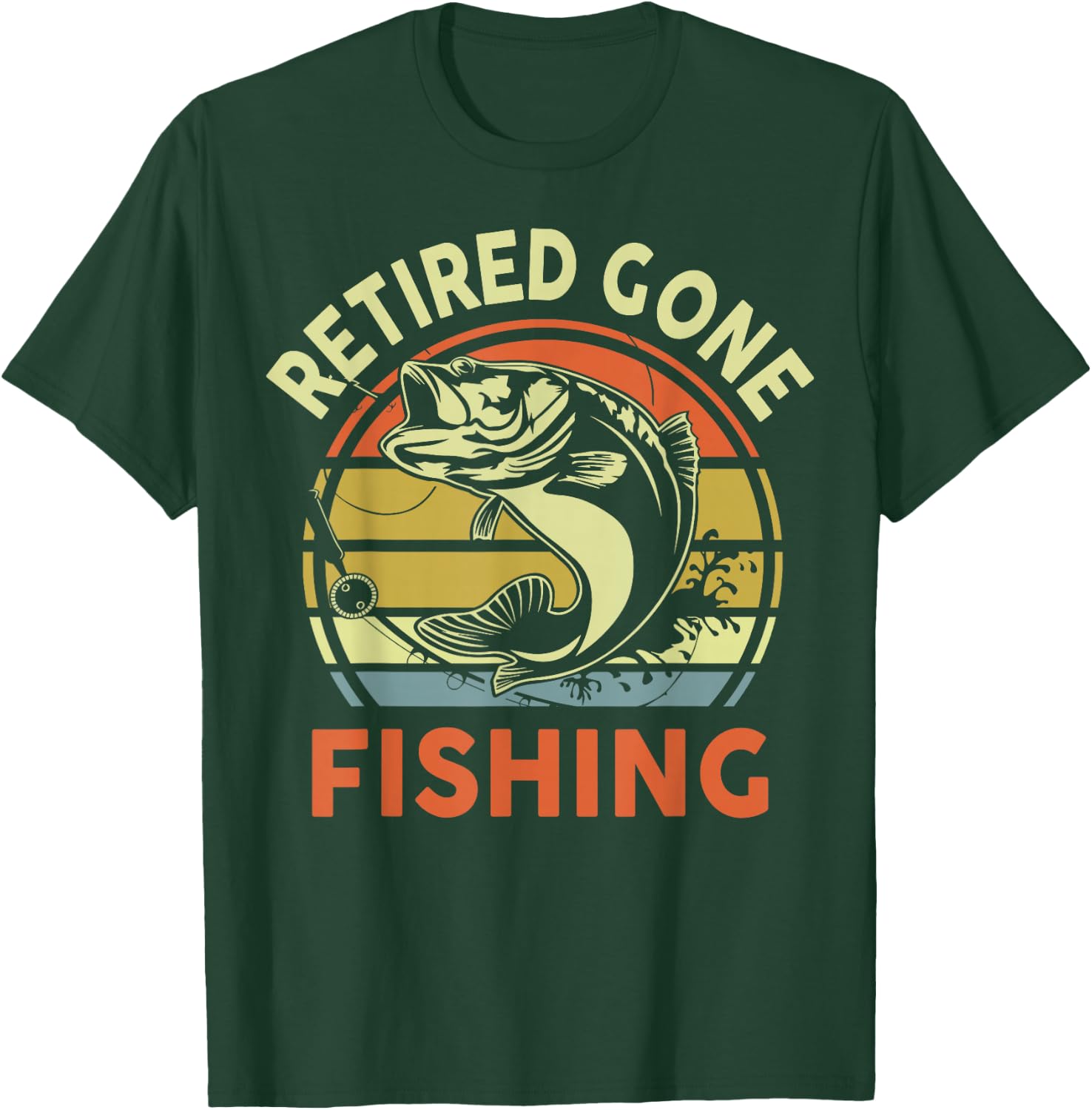 Retired Gone Fishing Bass Fish Grandpa 2025 Retirement Gift T-Shirt - T-Shirt | Forest