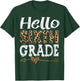 Hello 6th Grade Leopard Squad Back To School Teacher Women Girls Kids T-Shirt - T-Shirt | Forest