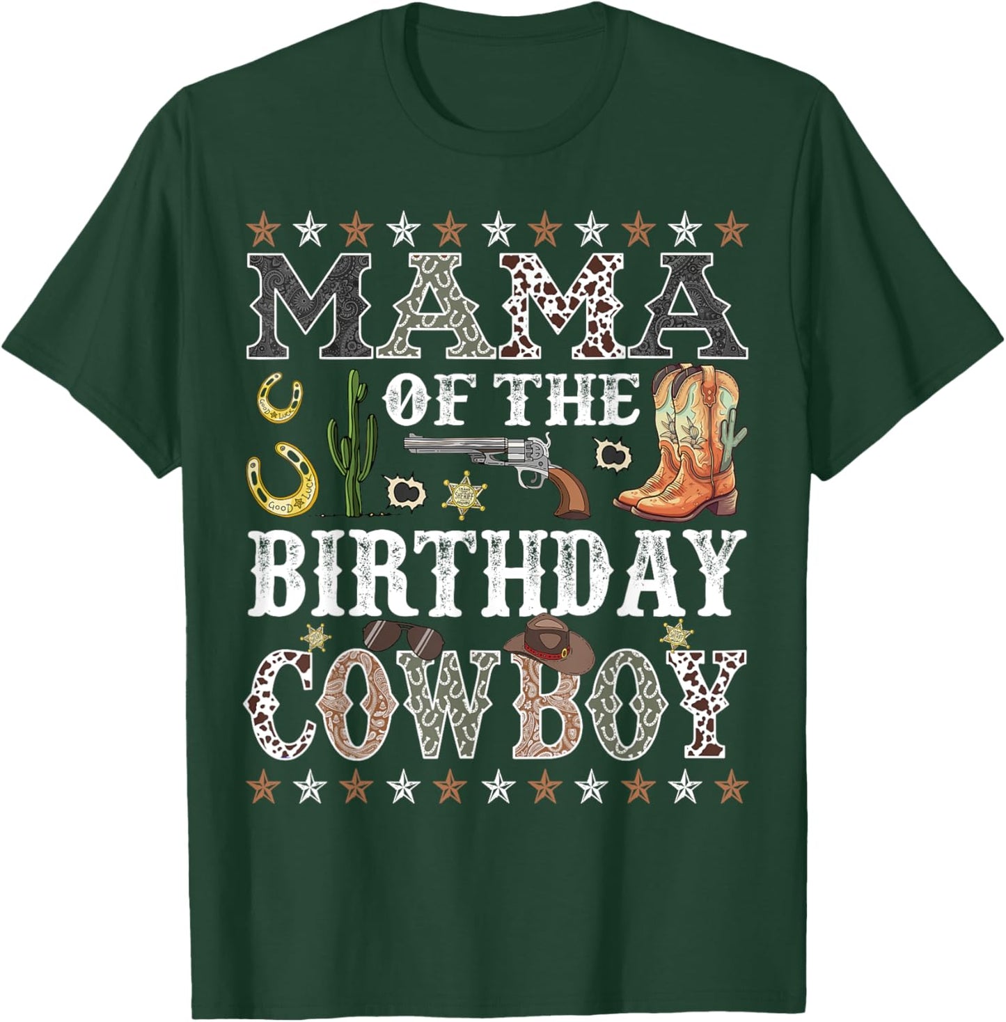Mama Of The Birthday Cowboy Rodeo Mama T-Shirt - T-Shirt | Forest