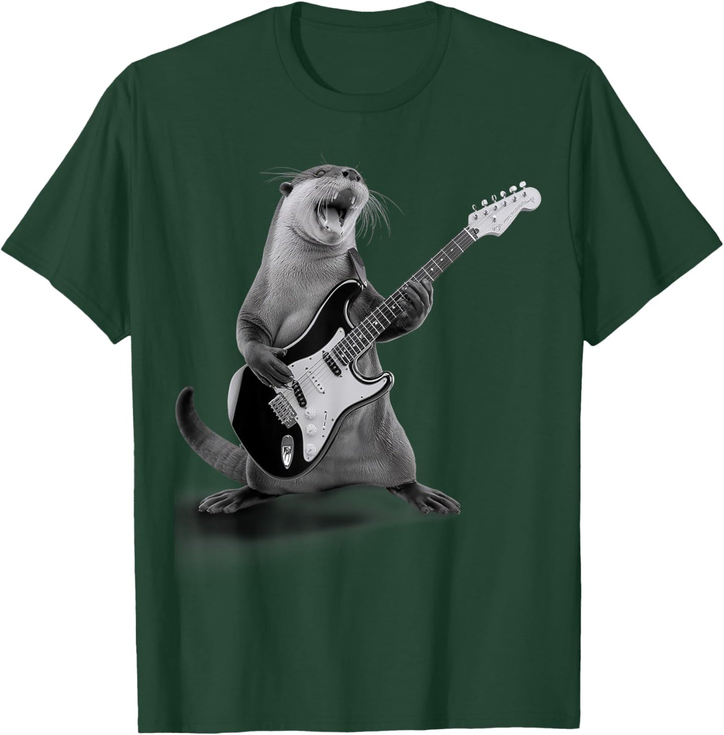 Otter Playing Guitar Rock Star Funny Gifts Women Kid T-Shirt - T-Shirt | Forest