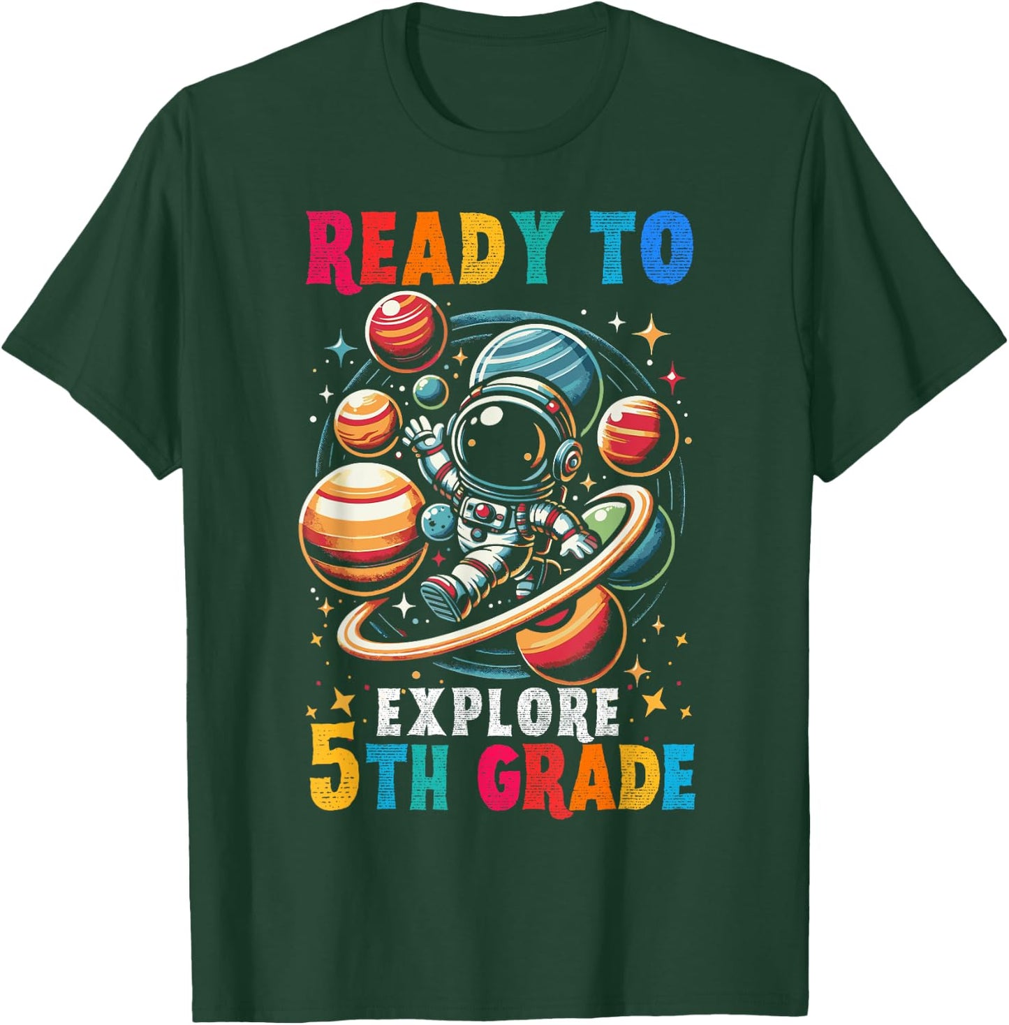 First day Kids Welcome back to School Astronaut 5th grade T-Shirt - T-Shirt | Forest
