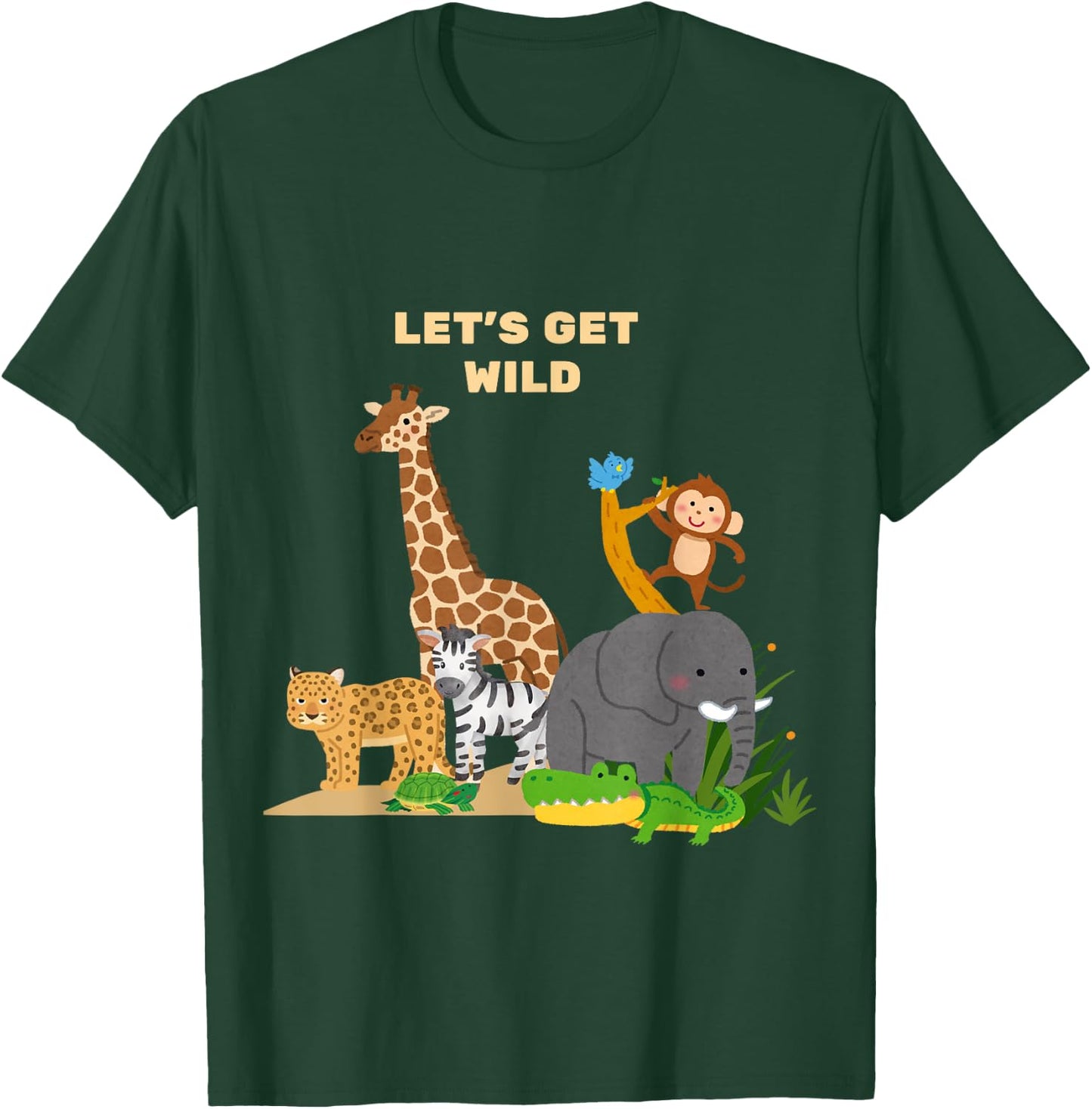 Let's Get Wild Zoo Animals Safari Party Day Zoo T-Shirt - T-Shirt | Forest