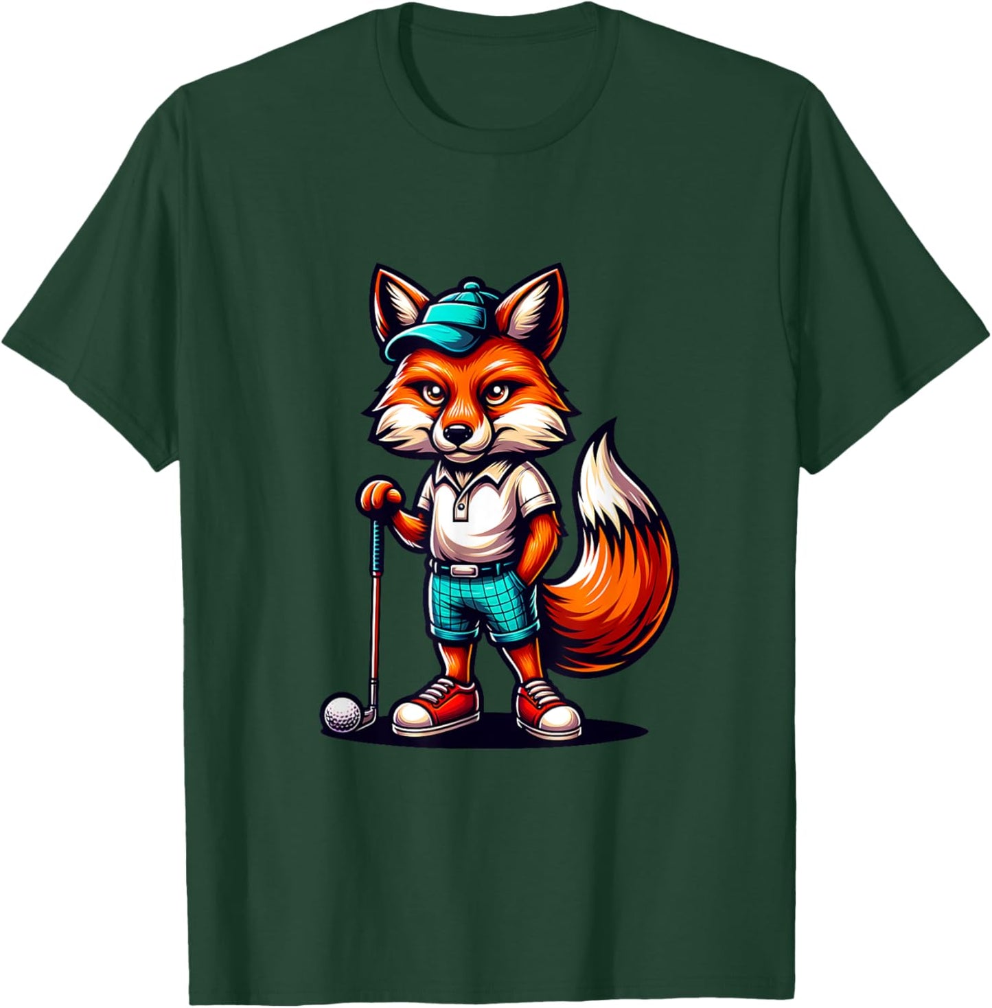 Golf Fox Playful Fox With Golf Gear T-Shirt - T-Shirt | Forest