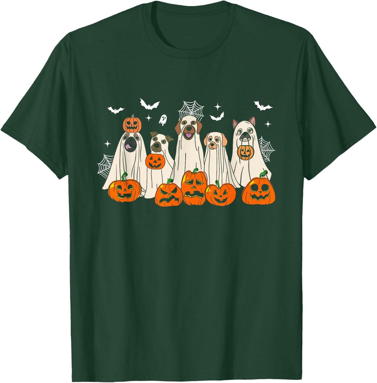 Cute Halloween Ghost Dogs Funny Dog Lovers Men Women T-Shirt - T-Shirt | Forest