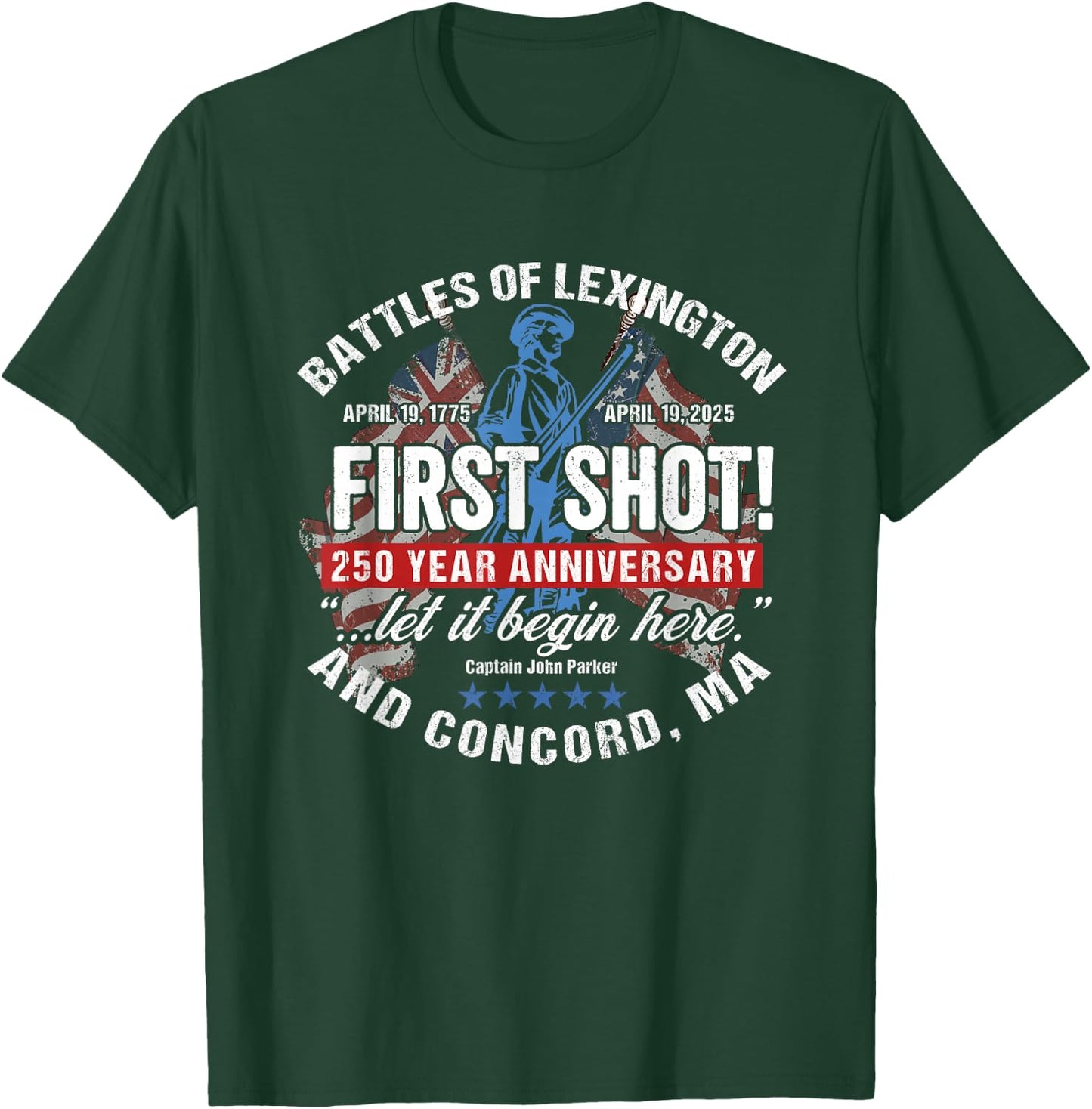 American Revolutionary War 250 Year Anniversary Souvenir T-Shirt - T-Shirt | Forest