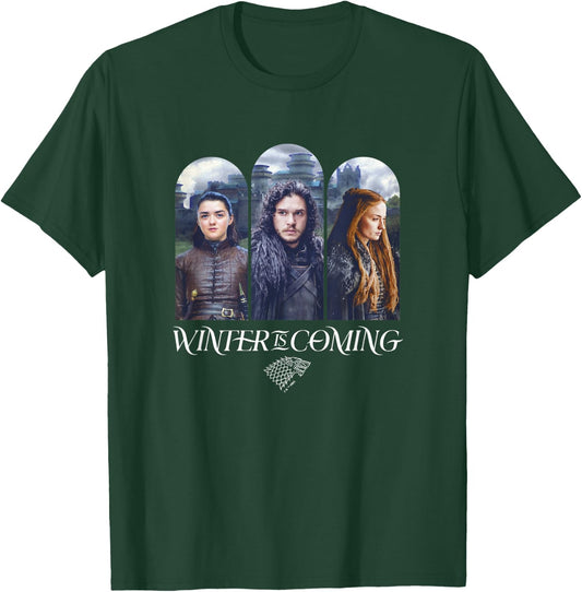 Game Of Thrones Winter Is Coming House Stark Portraits T-Shirt - T-Shirt | Forest