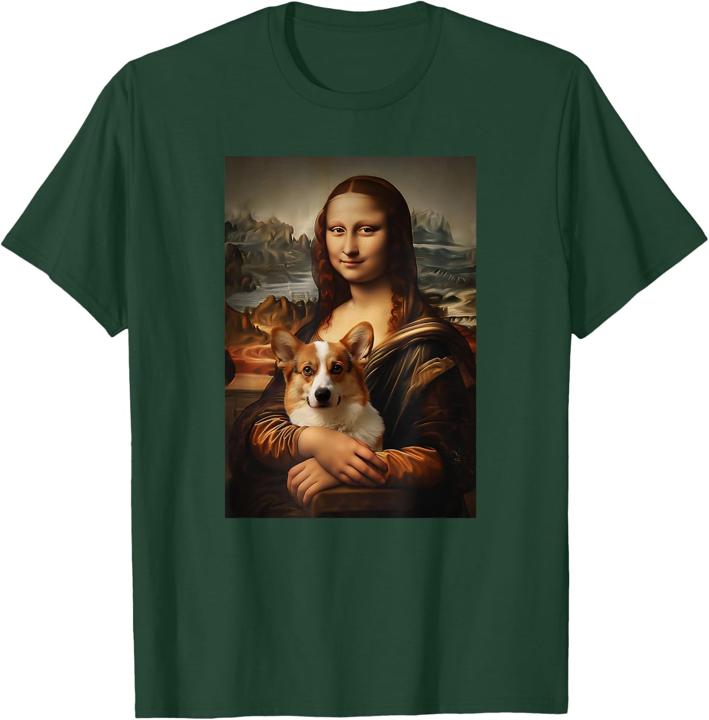 Corgi Mona Lisa Painting Art Dog Mom Dad T-Shirt - T-Shirt | Forest