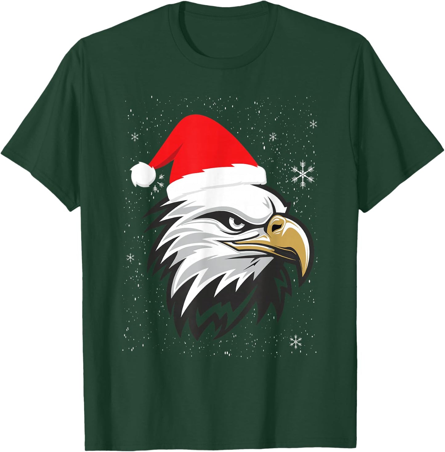 Funny Christmas Santa Hat American Bald Eagle T-Shirt - T-Shirt | Forest