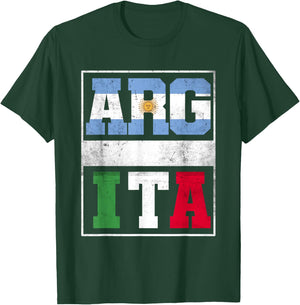 Argentina and Italy Mix Heritage Argentinian Italian Roots T-Shirt - T-Shirt | Forest